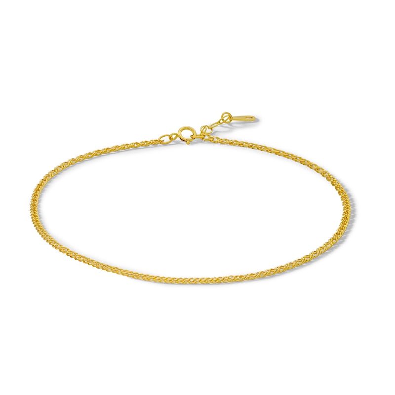 10K Hollow Gold Rambo Chain Anklet - 10"