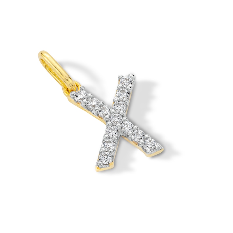 10K Solid Gold CZ X Initial Charm
