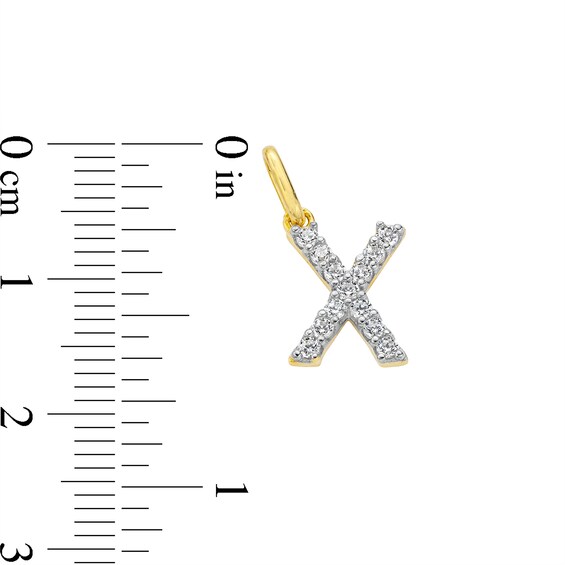 10K Solid Gold CZ X Initial Charm