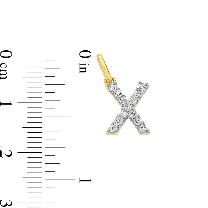 10K Solid Gold CZ X Initial Charm