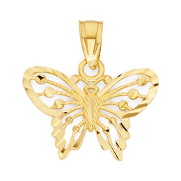 10K Solid Gold Diamond Cut Butterfly Charm