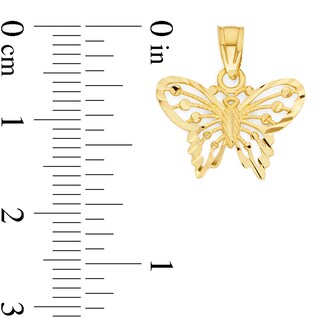 10K Solid Gold Diamond Cut Butterfly Charm