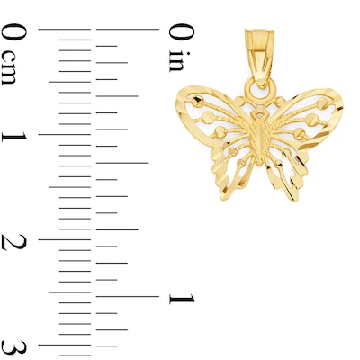 10K Solid Gold Diamond Cut Butterfly Charm