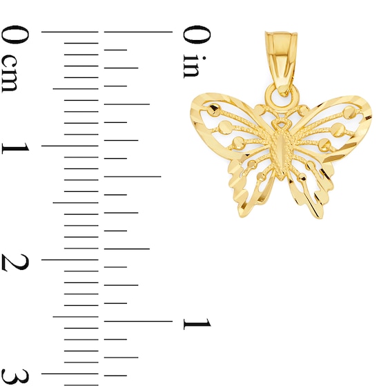 10K Solid Gold Diamond Cut Butterfly Charm