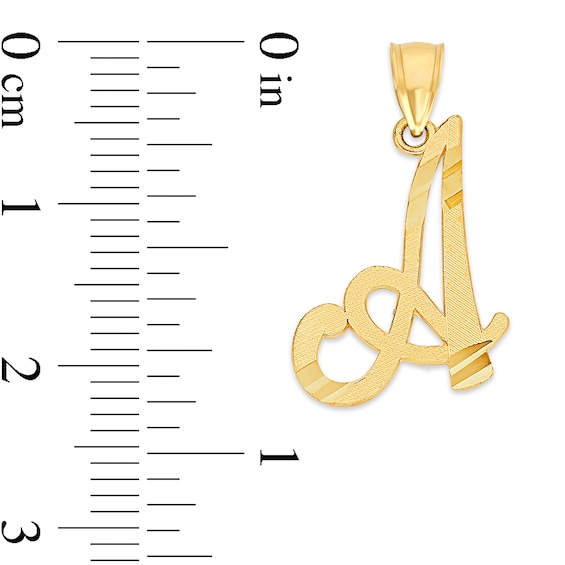 10K Solid Gold Diamond Cut Script Letter A Charm