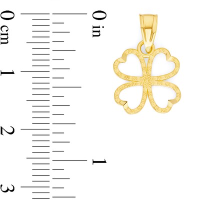 10K Solid Gold Diamond Cut Clover Charm