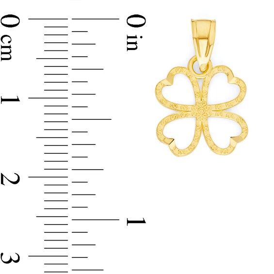 10K Solid Gold Diamond Cut Clover Charm