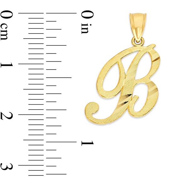 10K Solid Gold Diamond Cut Script Letter B Charm