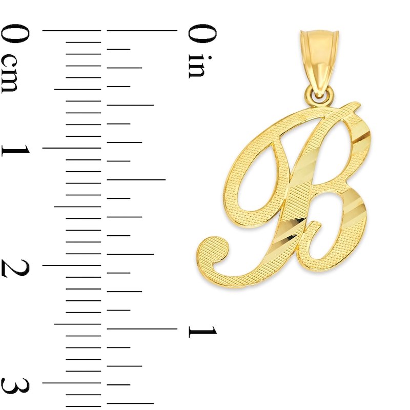 Main Image 2 of 10K Solid Gold Diamond Cut Script Letter B Charm