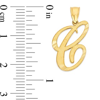 10K Solid Gold Diamond Cut Script Letter C Charm