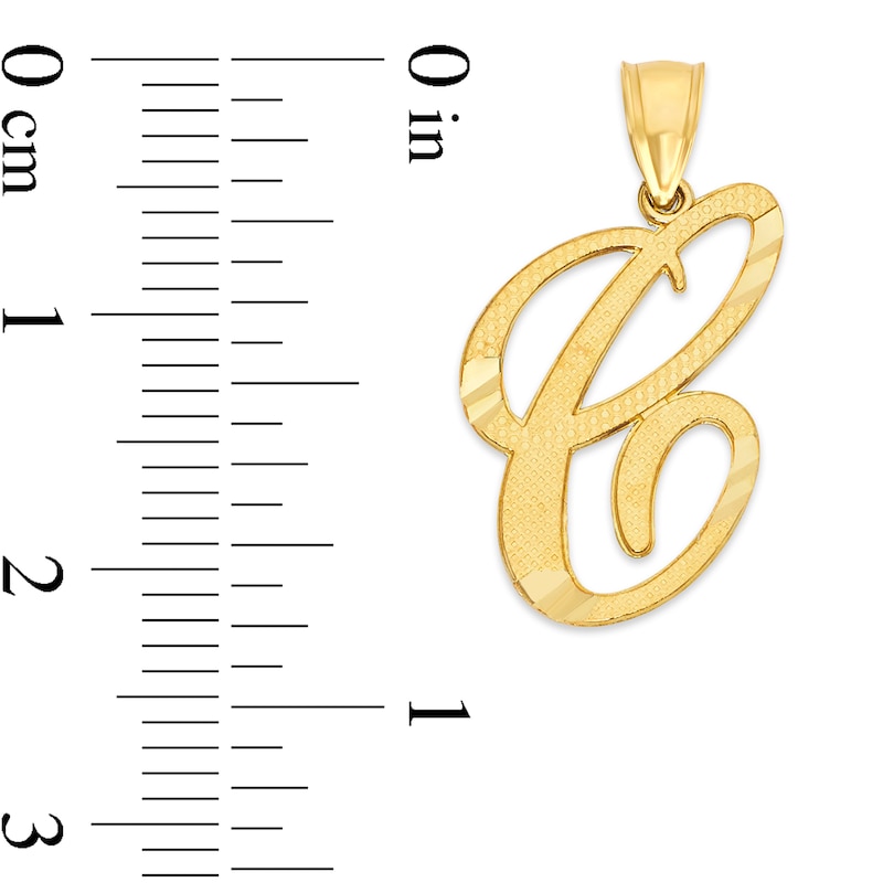 10K Solid Gold Diamond Cut Script Letter C Charm