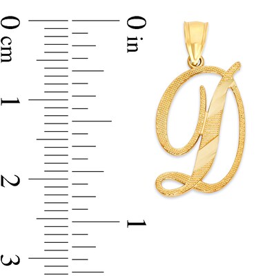 10K Solid Gold Diamond Cut Script Letter D Charm