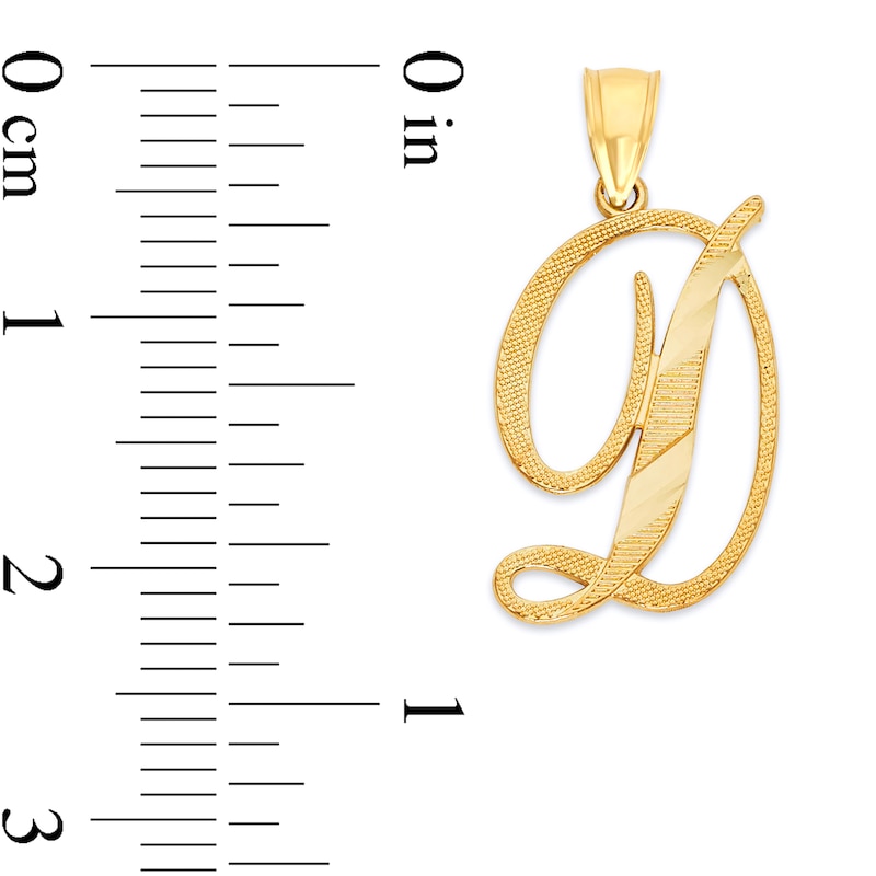 Main Image 2 of 10K Solid Gold Diamond Cut Script Letter D Charm