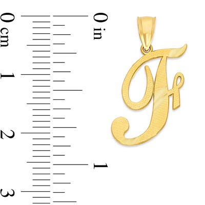 10K Solid Gold Diamond Cut Script Letter F Charm