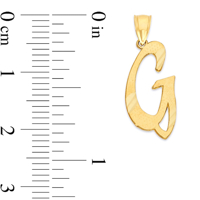 Main Image 2 of 10K Solid Gold Diamond Cut Script Letter G Charm