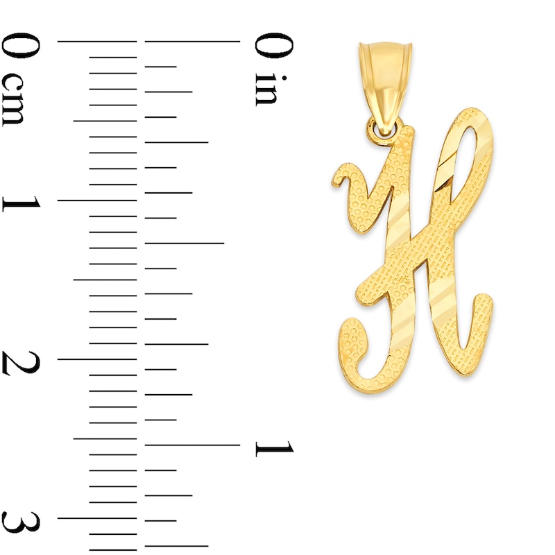 Main Image 2 of 10K Solid Gold Diamond Cut Script Letter H Charm