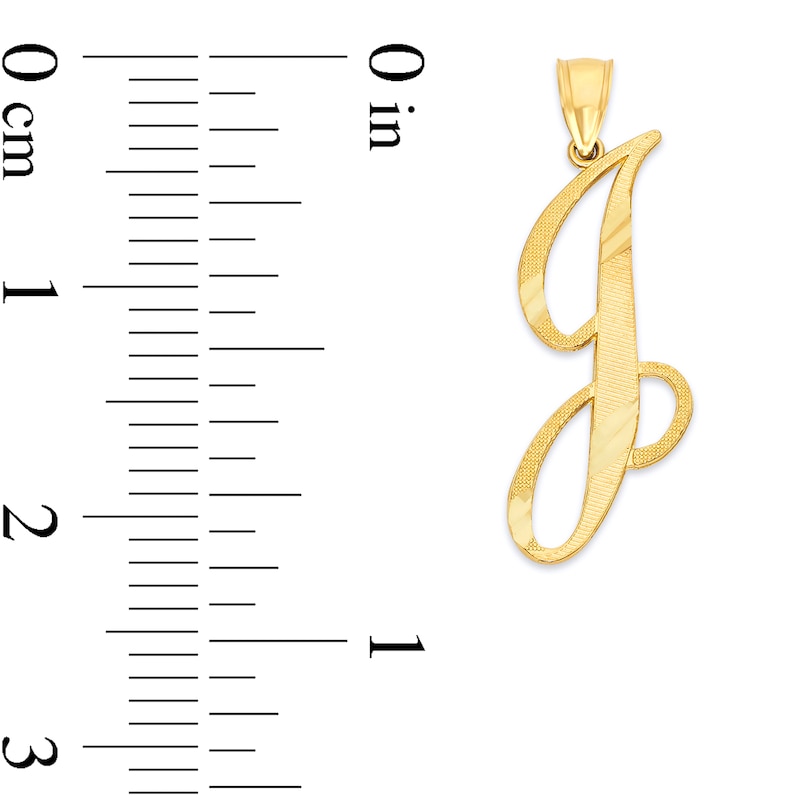 Main Image 2 of 10K Solid Gold Diamond Cut Script Letter J Charm
