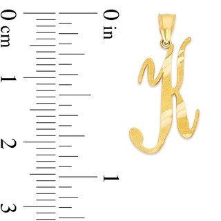 10K Solid Gold Diamond Cut Script Letter K Charm