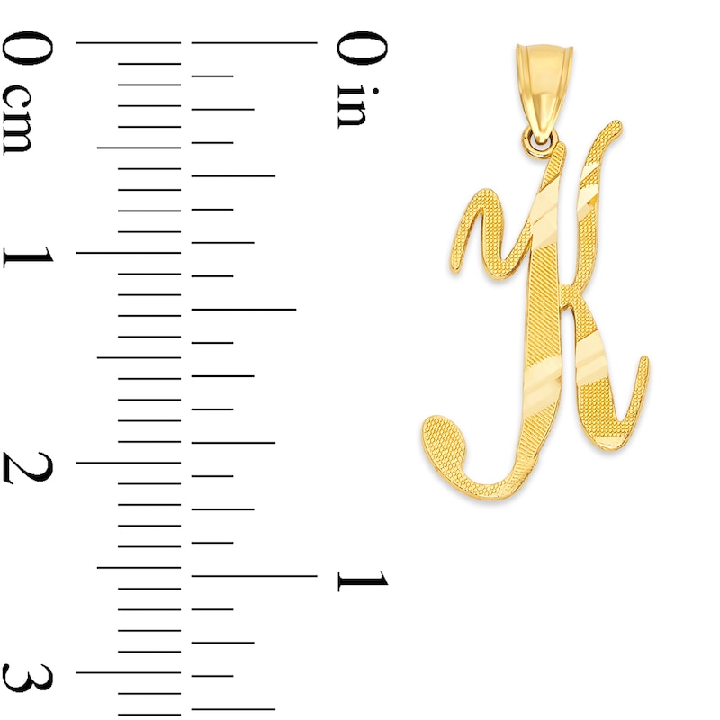 Main Image 2 of 10K Solid Gold Diamond Cut Script Letter K Charm
