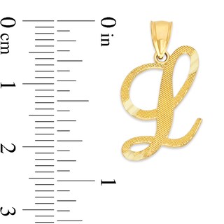 10K Solid Gold Diamond Cut Script Letter L Charm