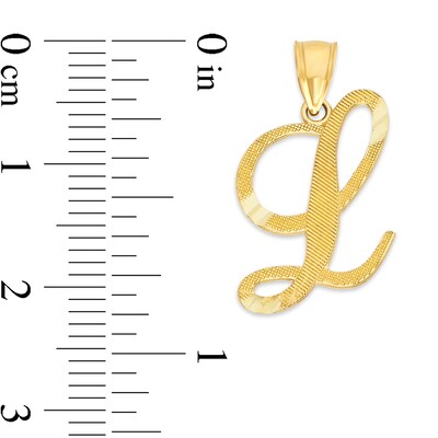 10K Solid Gold Diamond Cut Script Letter L Charm