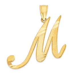10K Solid Gold Diamond Cut Script Letter M Charm