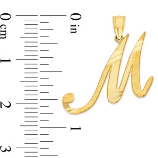 10K Solid Gold Diamond Cut Script Letter M Charm