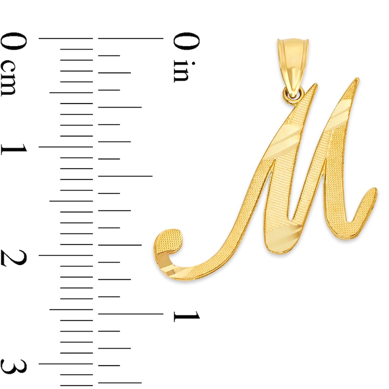 10K Solid Gold Diamond Cut Script Letter M Charm