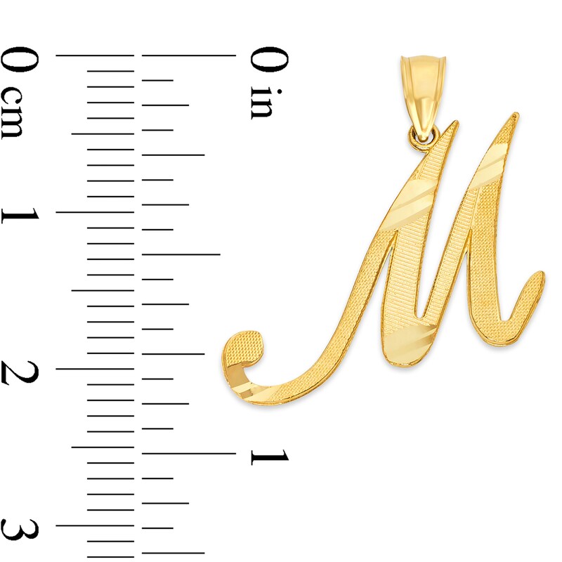 Main Image 2 of 10K Solid Gold Diamond Cut Script Letter M Charm