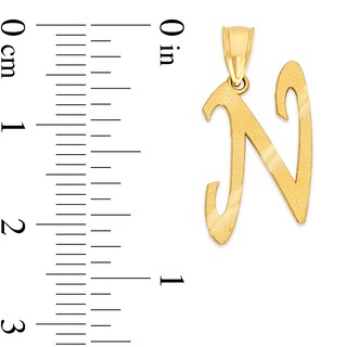 10K Solid Gold Diamond Cut Script Letter N Charm