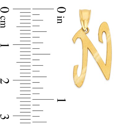 10K Solid Gold Diamond Cut Script Letter N Charm