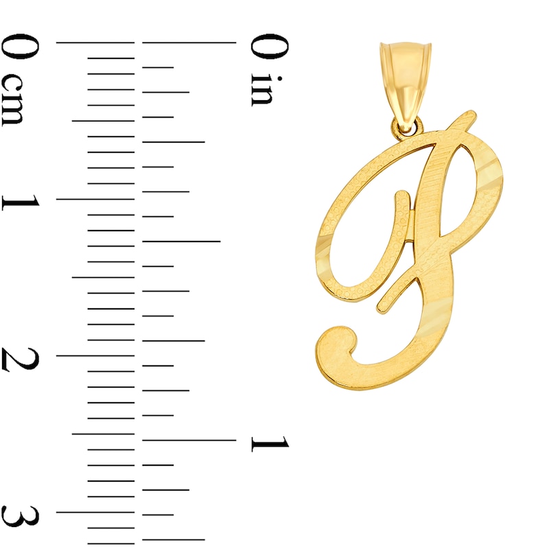 Main Image 2 of 10K Solid Gold Diamond Cut Script Letter P Charm