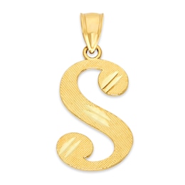 10K Solid Gold Diamond Cut Script Letter S Charm