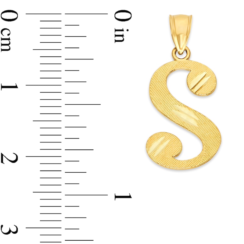 Main Image 2 of 10K Solid Gold Diamond Cut Script Letter S Charm
