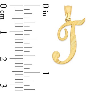 10K Solid Gold Diamond Cut Script Letter T Charm