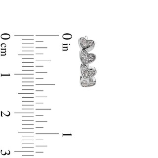 Solid Sterling Silver CZ Heart Composite Huggies