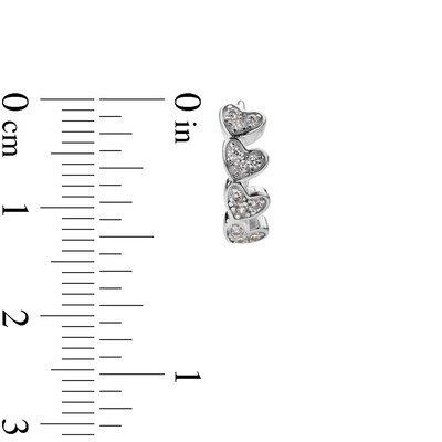 Solid Sterling Silver CZ Heart Composite Huggies