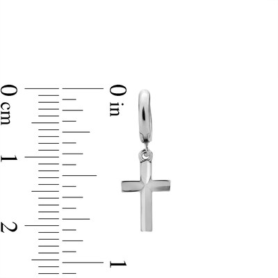 ​​​​​​​Sterling Silver Diamond Cut Cross Dangle Huggies
