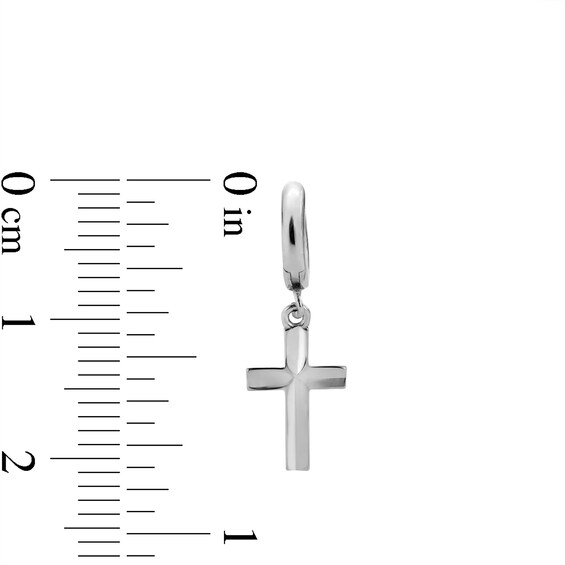 ​​​​​​​Sterling Silver Diamond Cut Cross Dangle Huggies