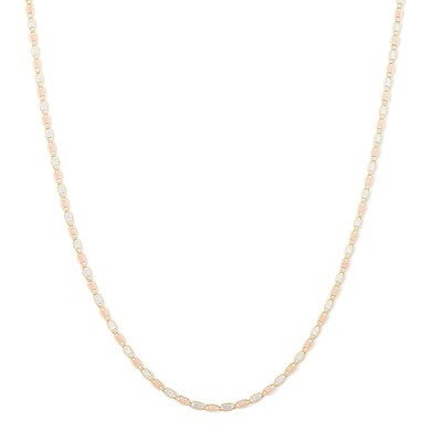 Child's 14K Solid Gold Diamond-Cut Valentino Tri-Tone Chain Made in Italy - 15"