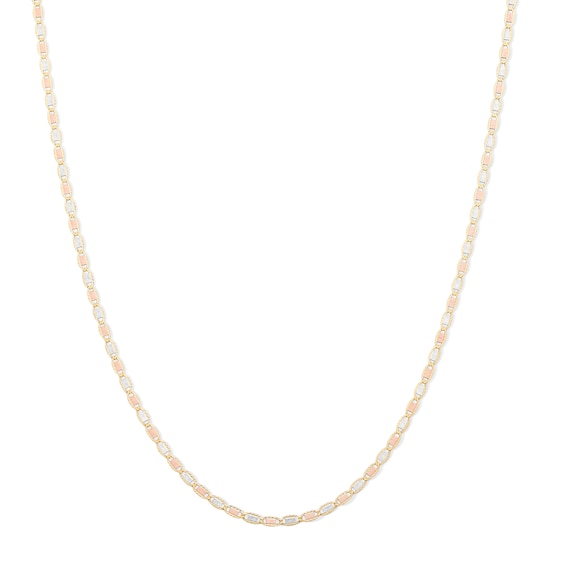 Child's 14K Solid Gold Diamond-Cut Valentino Tri-Tone Chain Made in Italy - 15"