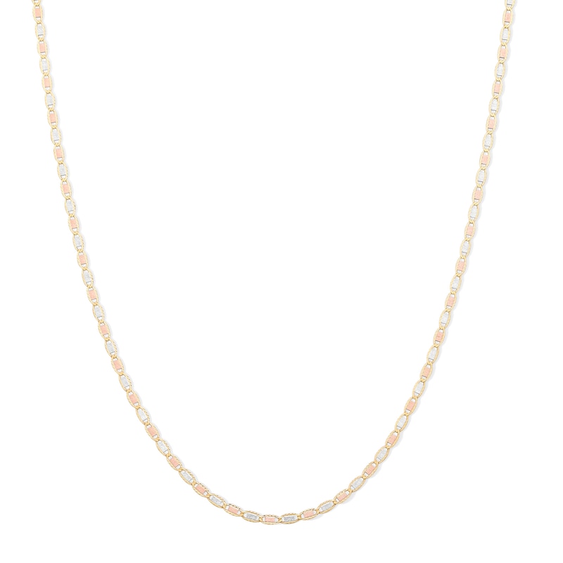 Child's 14K Solid Gold Diamond-Cut Valentino Tri-Tone Chain Made in Italy - 15"