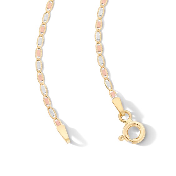 Child's 14K Solid Gold Diamond-Cut Valentino Tri-Tone Chain Made in Italy - 15"