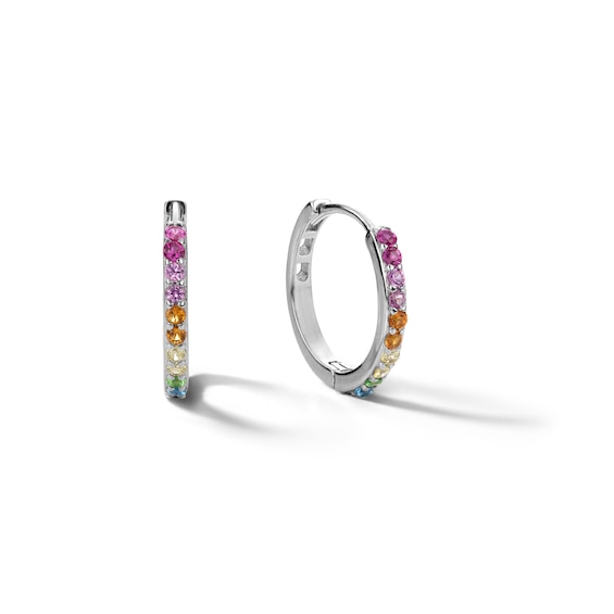 Sterling Silver CZ Rainbow Huggies