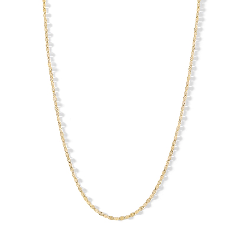 10K Solid Gold Diamond-Cut Mirror Chain Made in Italy - 20"