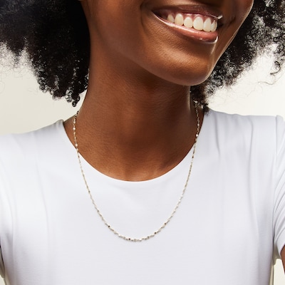 10K Solid Gold Diamond-Cut Mirror Chain Made in Italy - 20"