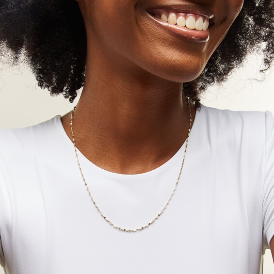 10K Solid Gold Diamond-Cut Mirror Chain Made in Italy - 20"
