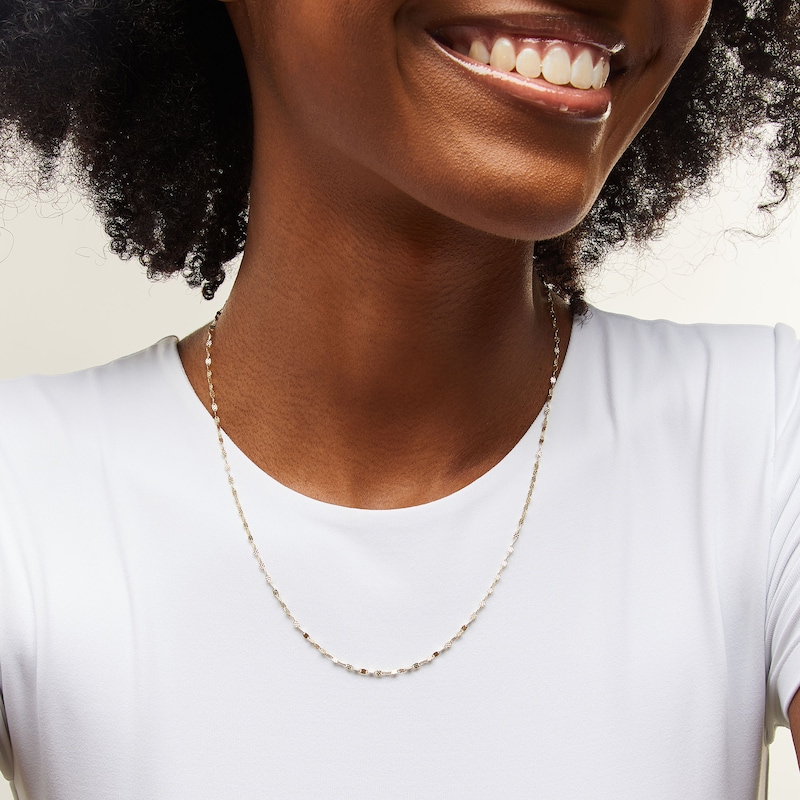 Main Image 2 of 10K Solid Gold Diamond-Cut Mirror Chain Made in Italy - 20"