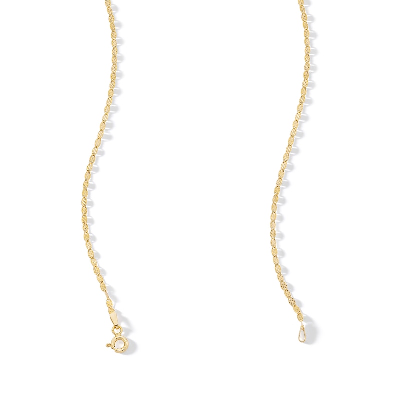 Main Image 3 of 10K Solid Gold Diamond-Cut Mirror Chain Made in Italy - 20"