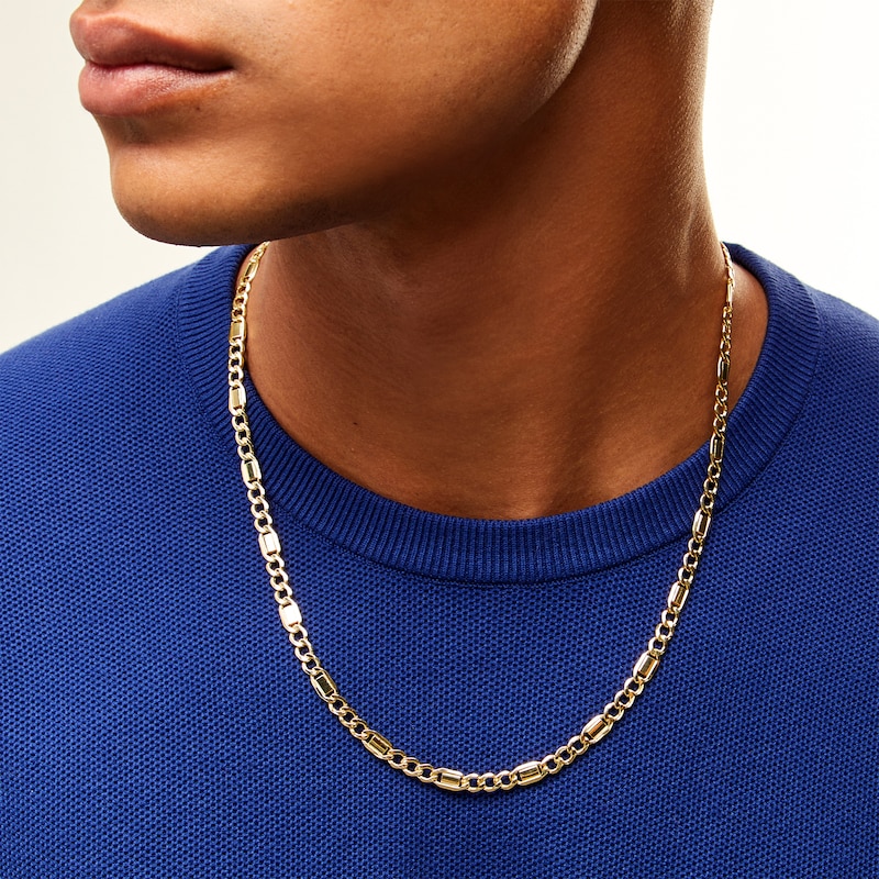 Main Image 2 of 10K Hollow Gold Figaro Chain - 22&quot;